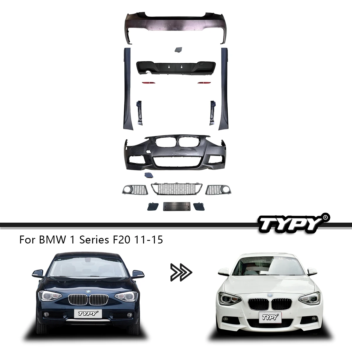 

TYPY Car Styling Body Kit Assembly For BMW 1 Series F20 Body Kit 2011-2015 Upgrade Modified to BMW MT Styling Body Kit