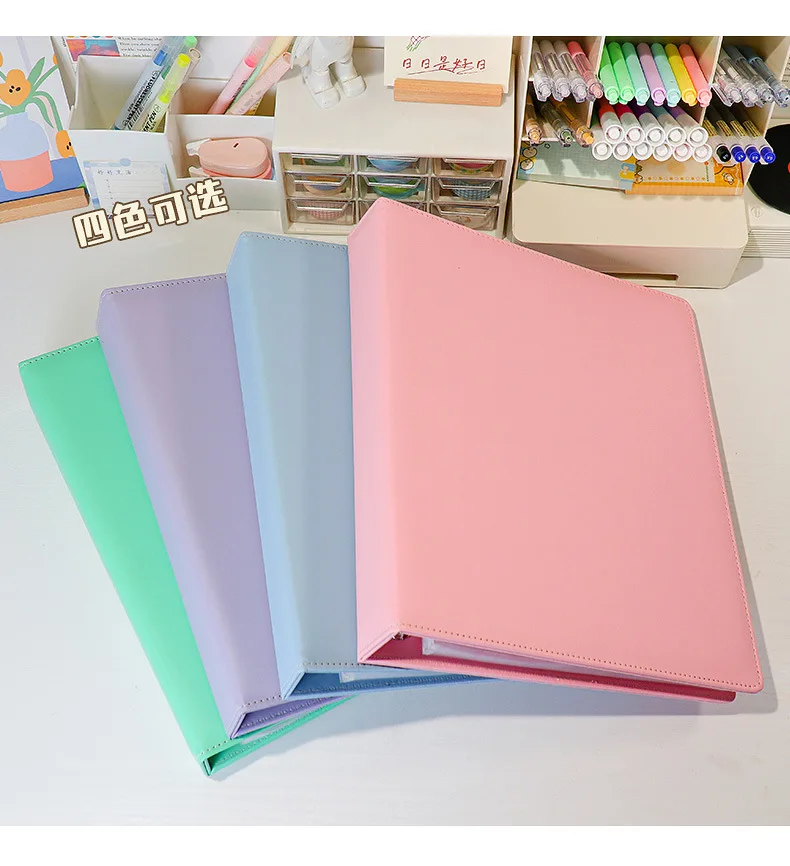 韓国のPUレザーフォトカードホルダー,マカロンバインダー,大きなフォト