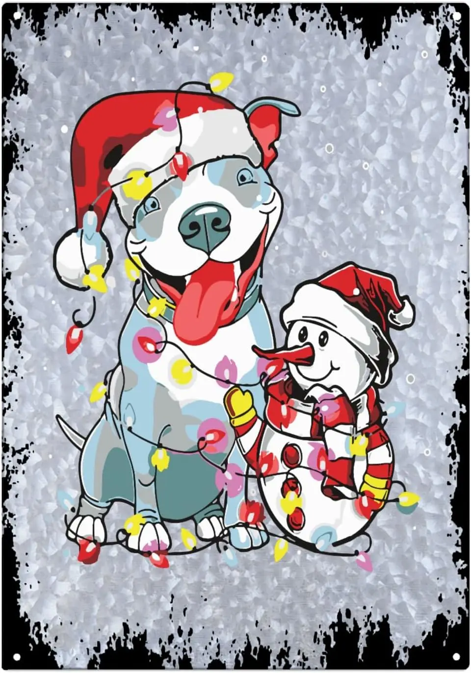 -Lights Dog Lover Xmas Pajama Galvanized Tin Sign Man Cave Decor For Kitchen One Size
