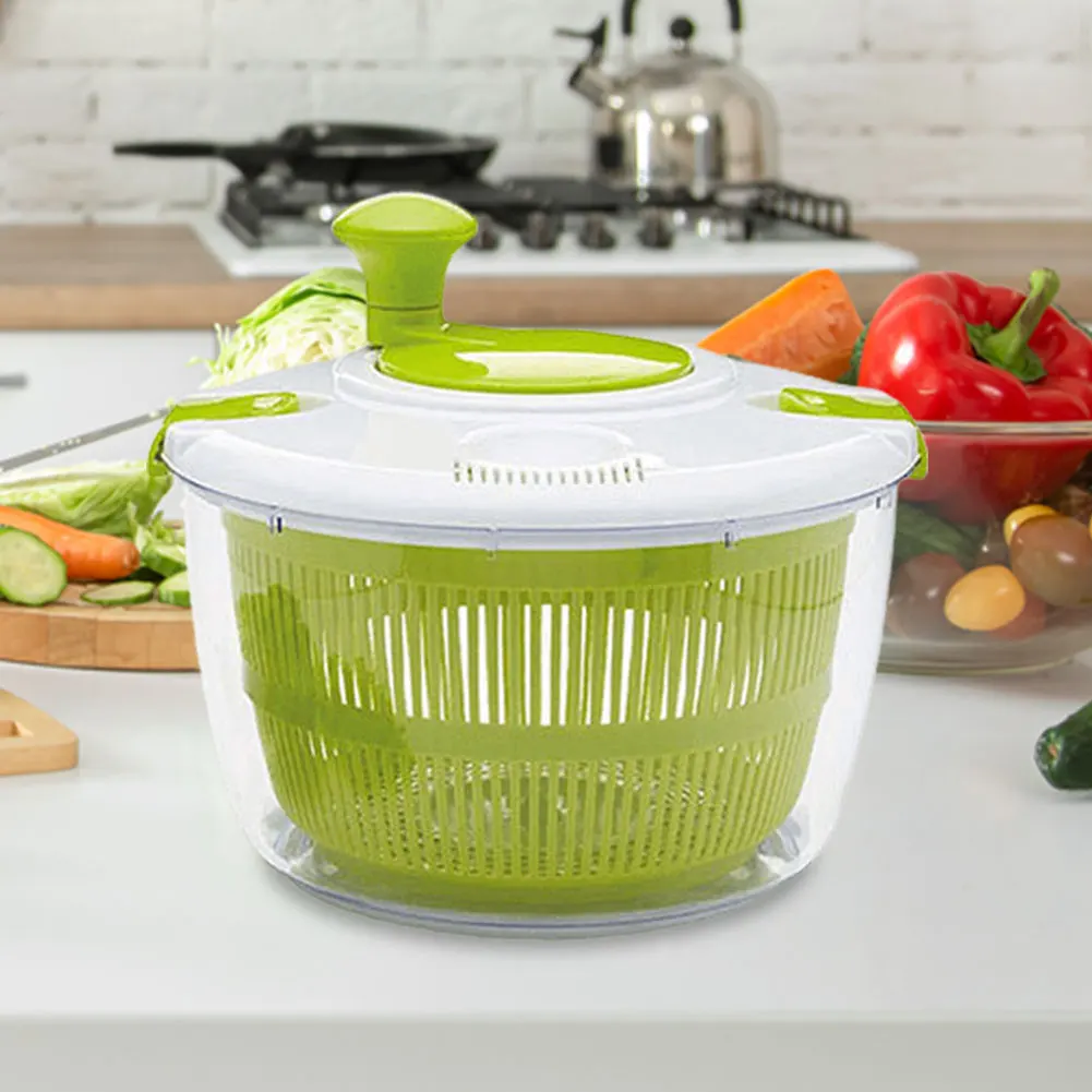 

5 L Fruits Spinner Dryer Vegetable Washing Dryer Multi-Use with Secure Lid Lock & Rotary Handle & Bowl for Home Kitchen