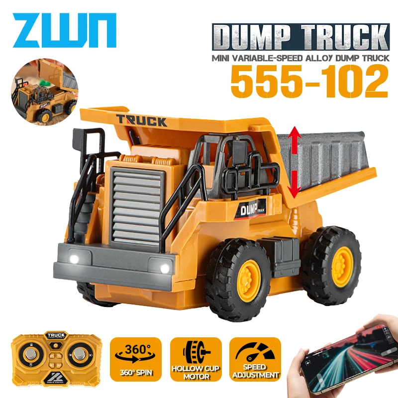 

ZWN 1:64 Mini Remote Control Dump Truck 4WD RC Model Car Toy Professional Simulation Construction Vehicle Best Gift for Kids