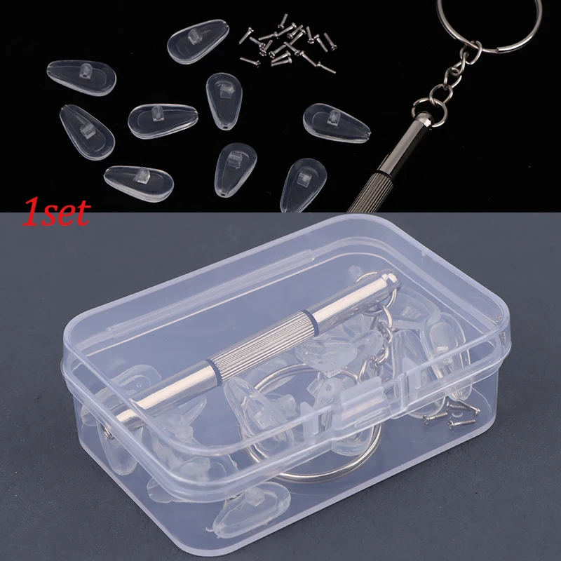 1Set Glasses Nose Pad Set Silicone Airbag Soft Air Glasses Accessories Non-Slip Air Cushion Boles With Screws And Screwdrivers