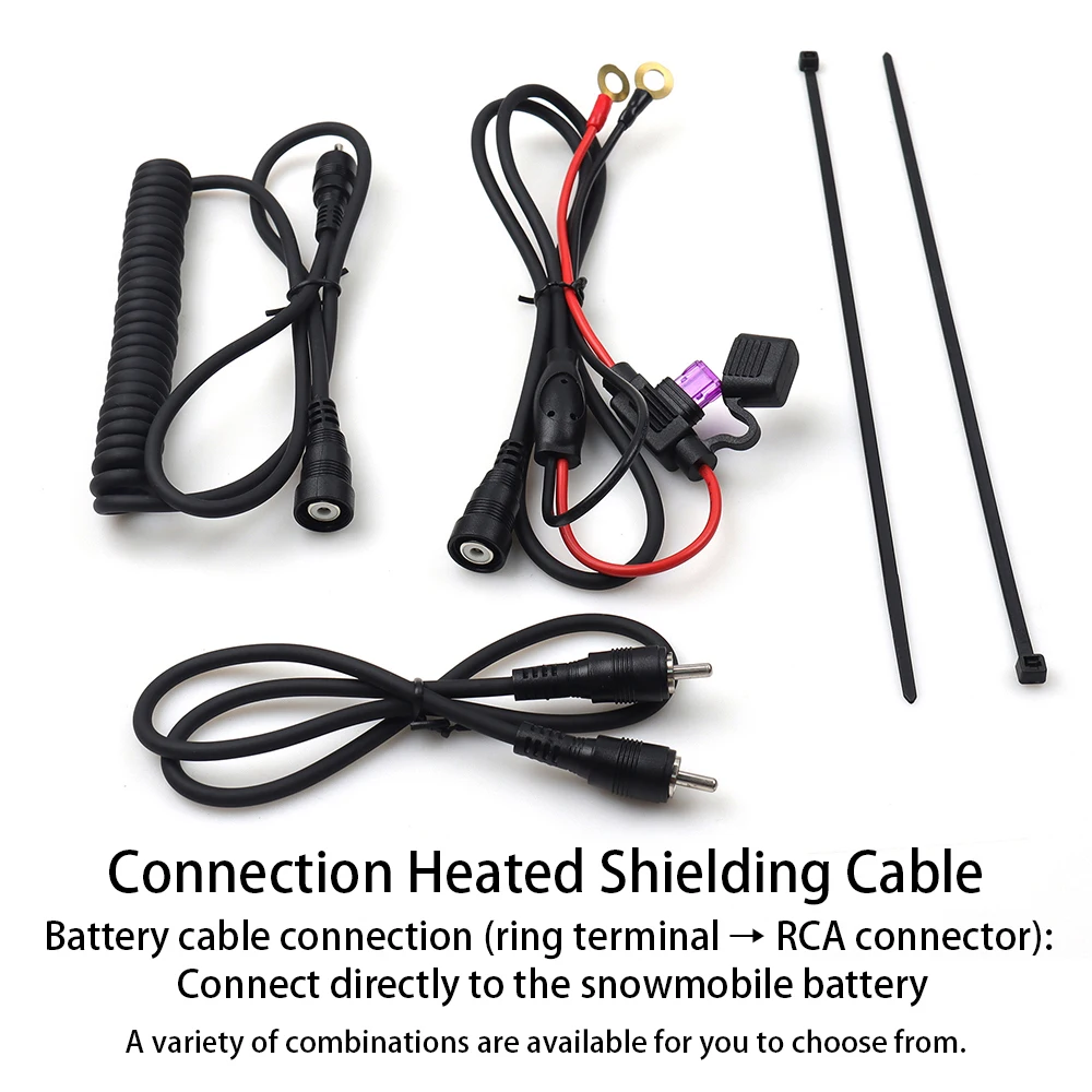 WinterRCA Heated Helmet Combination Power Cable 12V helmet heating lenses ring terminal Connect directly to the snowmobile batte
