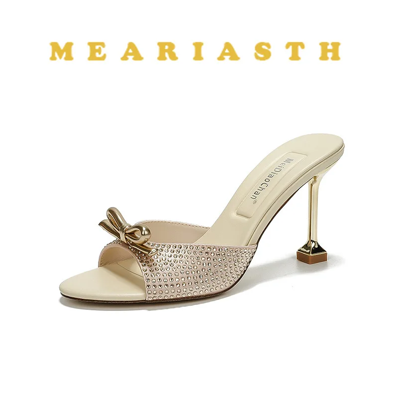 

Golden Butterfly Sandals Open Toe Women's Summer 2025 Slingbacks Sweet Style Silk Bow Rhinestone High-Heeled Thin Heels Shoes
