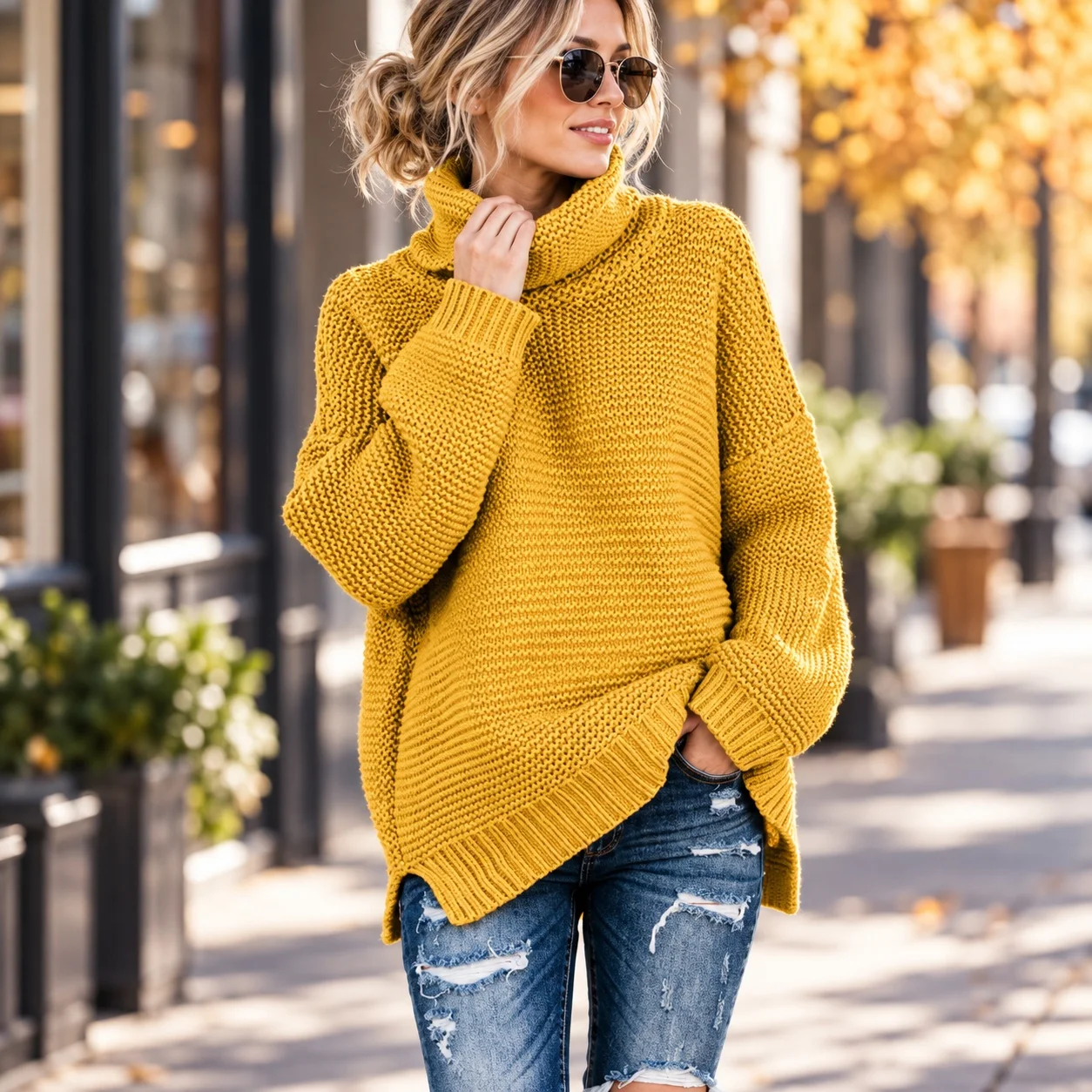 Single Pullover Top Regular Length Elegant Commuter with Spring Heavyweight High Neck Heat Set Finish Loose Fit Women Sweater