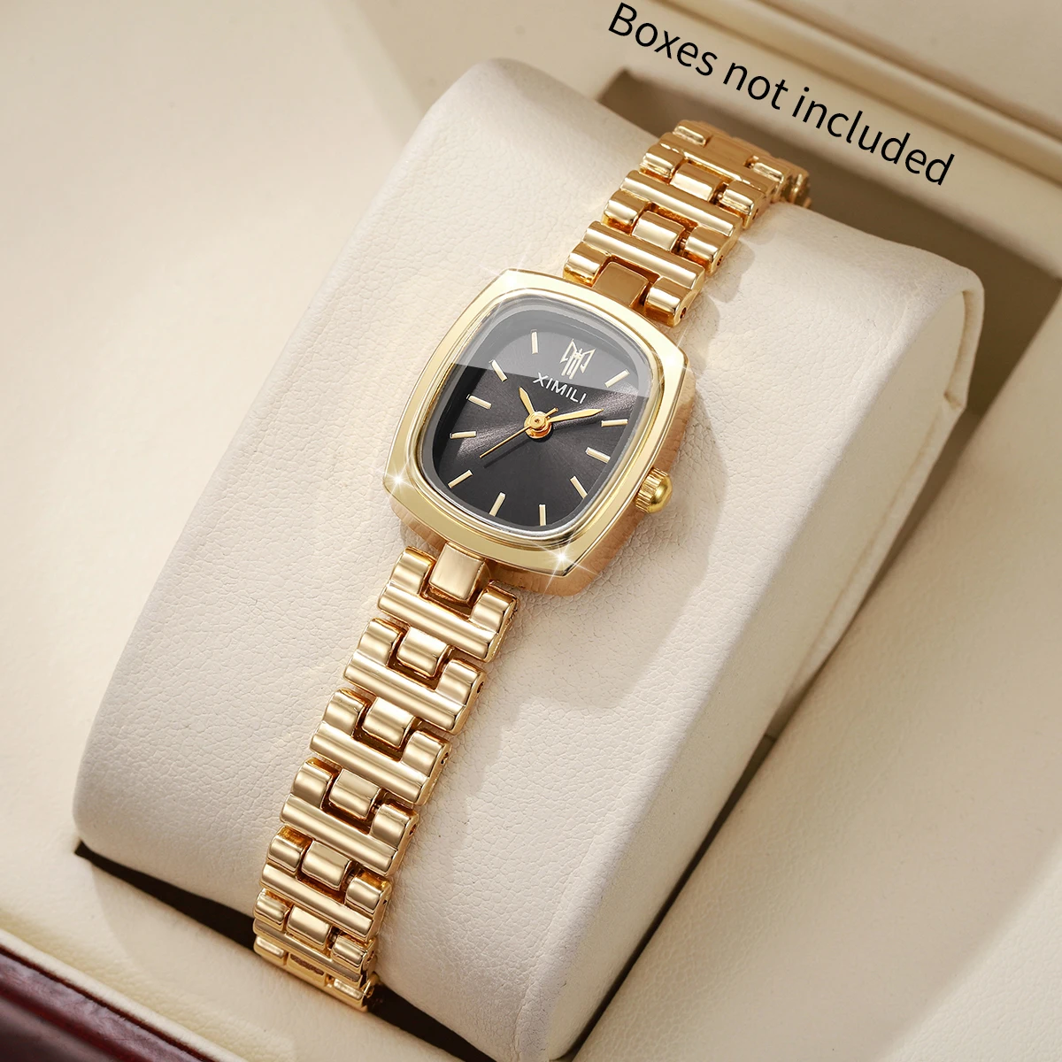 Hot Sale Women's Mini Gold Watch, Small Square Black Dial, Elegant Style