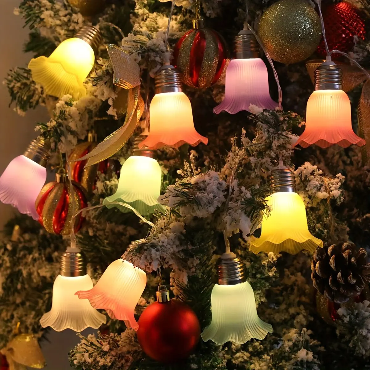 Christmas Tree Ballet Skirt String Lights Battery Powered 10/20LED Fairy Lamps Valentine'S Day Birthday Parties Xmas Decorations