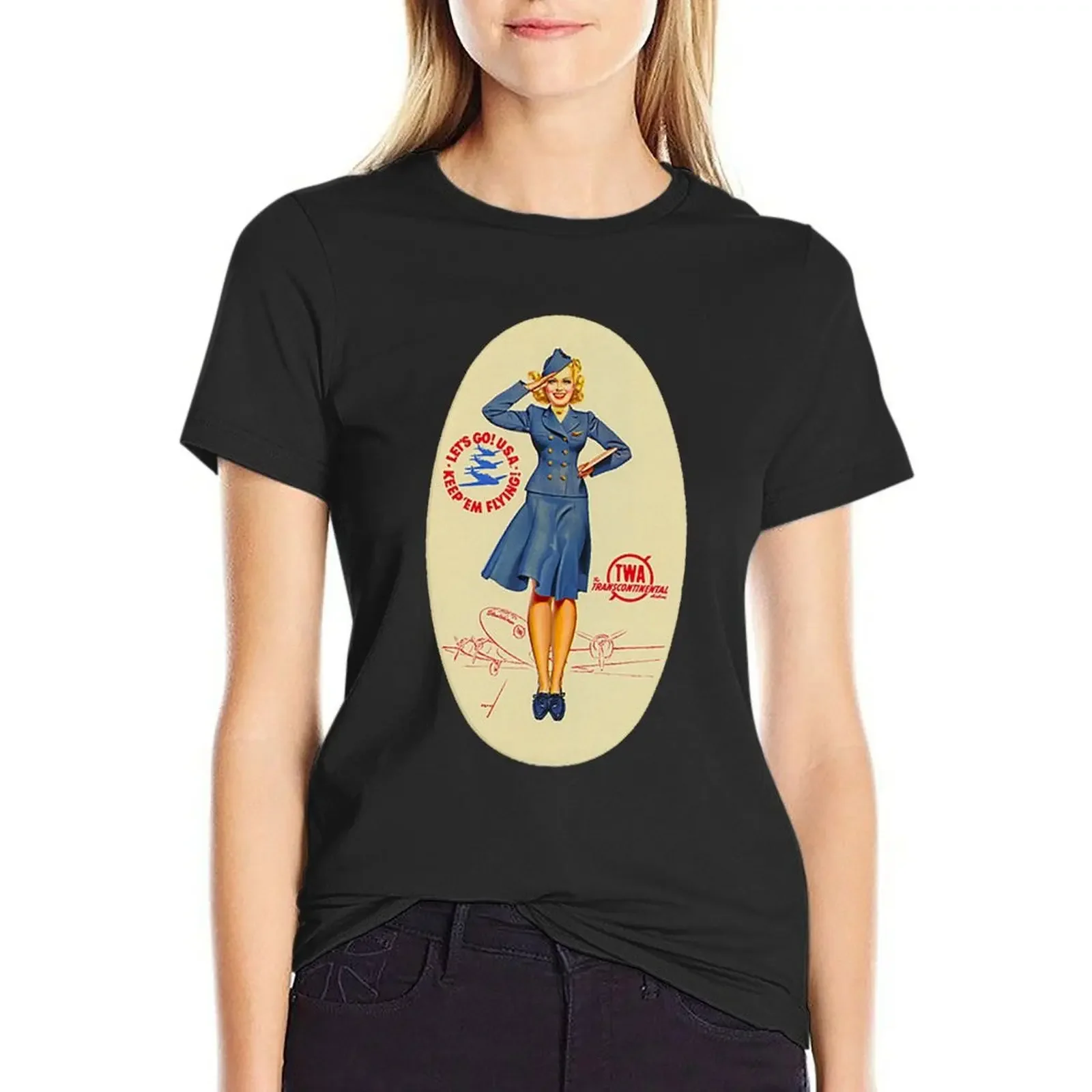 

Vintage TWA Luggage Label T-Shirt tees customs design your own Short sleeve tee white t-shirt dress for Women sexy