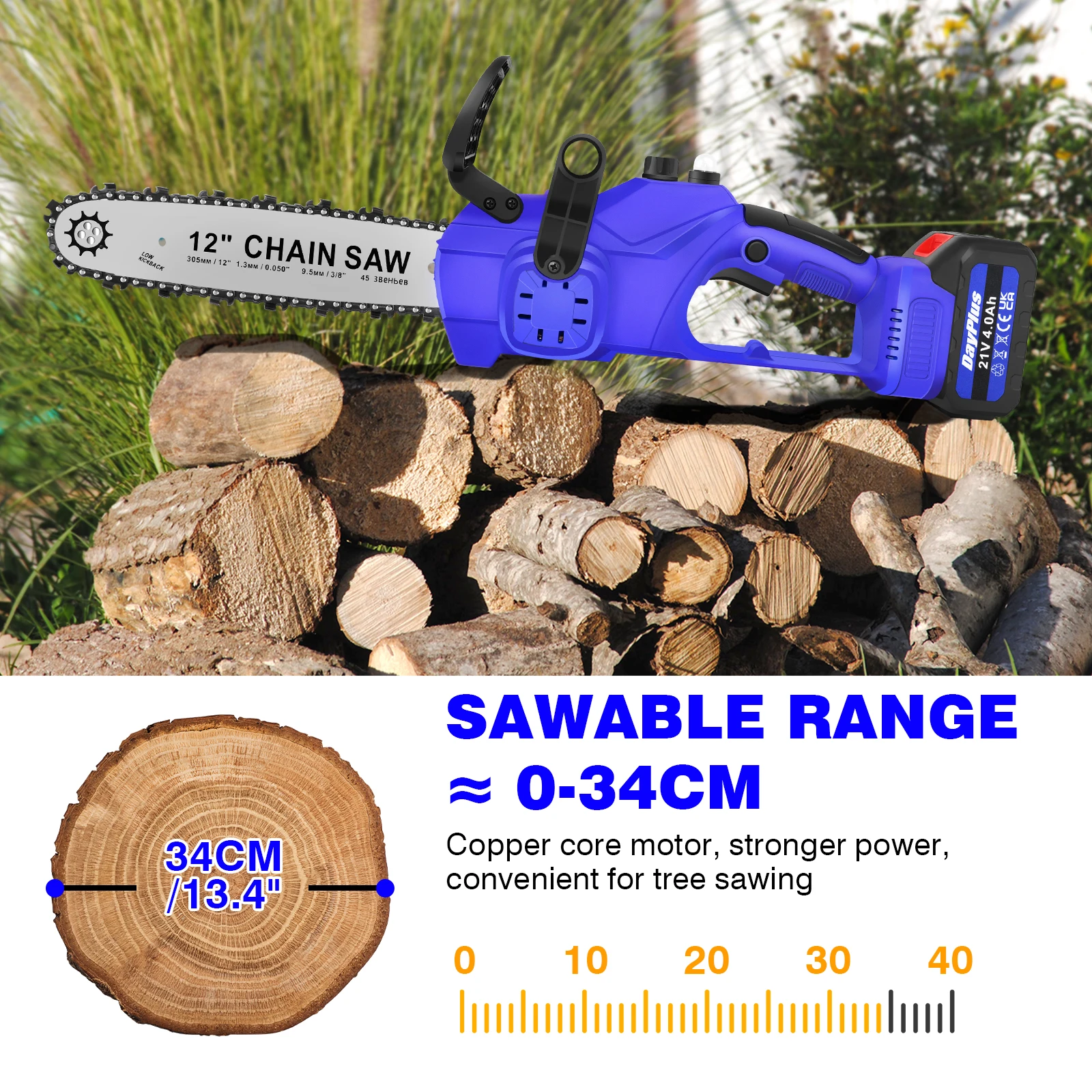 12 Inch Cordless Electric Chainsaw Brushless Mini Chain Saw with Battery Toolbox Handheld For Makita Wood ，Cutting Garden Tree