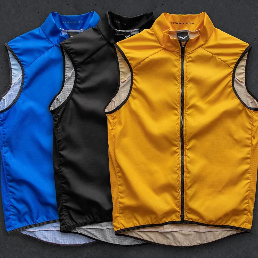 TWIN SIX Windproof Cycling Vest Men Sleeveless Lightweight Bike Clothing Outdoor Breathable Bicycle Jersey Gilet Ropa Ciclismo