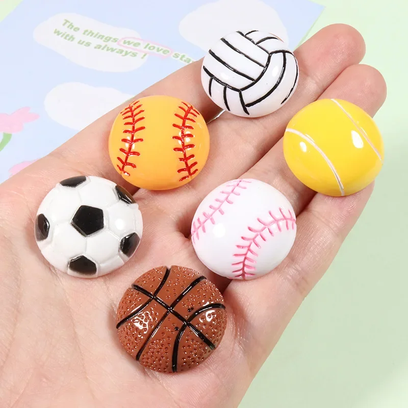 5pcs Football basketball resin flatback cabochons jewelry accessories diy resin charms for scrapbooking embellishments