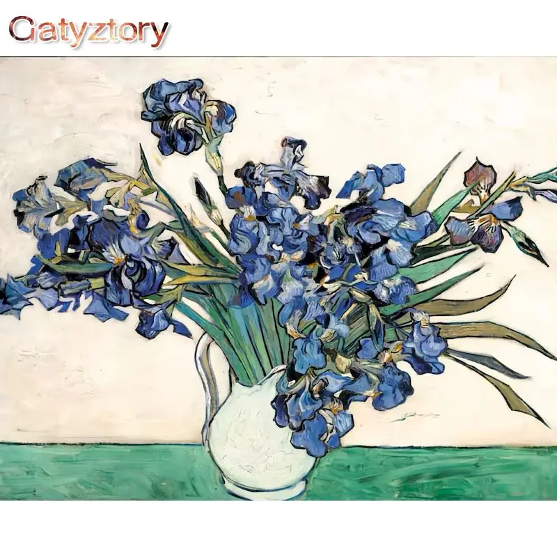 

GATYZTORY Frame DIY Oil Painting By Numbers Blue Flowers Decorative Paintings Home Decor Pictures By Numbers For Adults Unique G