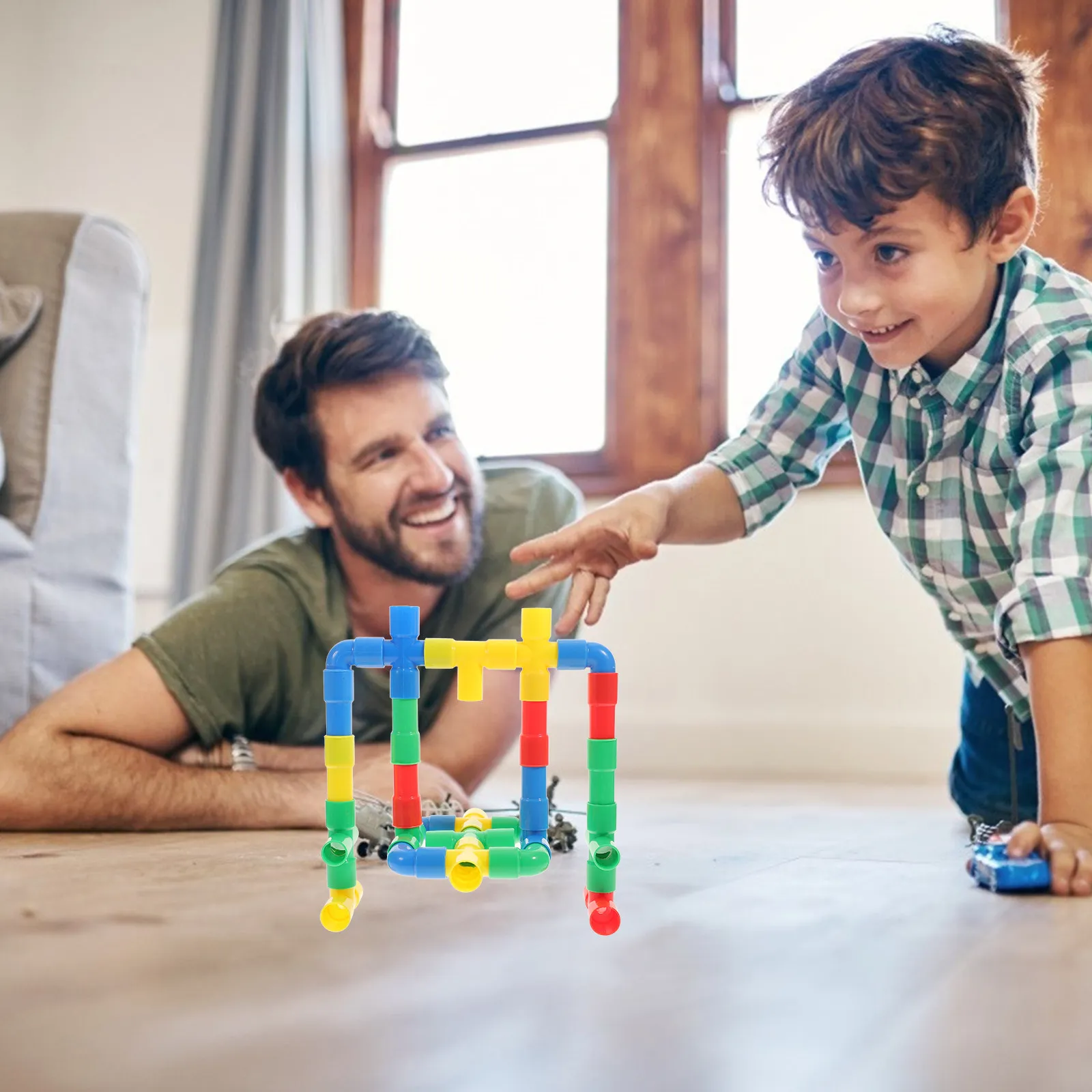 

Набор разноцветных трубчатых блоков для детей: развивающий конструктор для раннего обучения, пластиковые строительные элементы, многоцветные