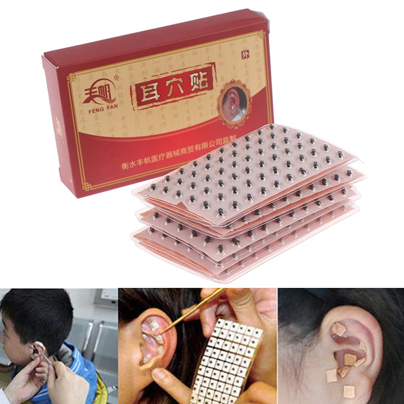 600Pcs/lot Auricular Therapy Seeds Ears Massage Stickers Ear Point Massage Press Magnets Plated Seeds Needle Patch