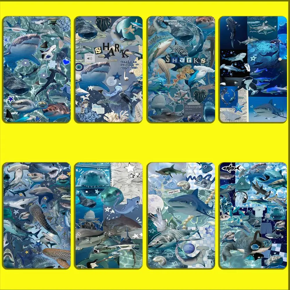 

Card Stickers For Debit Bank Credit Cards Metro Bus Pass Sticker Decoration Ocean Sea Shark Collage Cover Skin