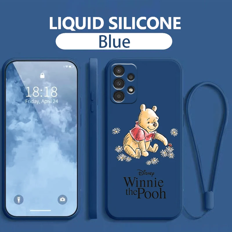 Anime Winnie The Pooh For Samsung A24 34 14 54 13 23 73 33 53 03 02 22 72 52 S Core 5G 4G Liquid Rope Phone Case