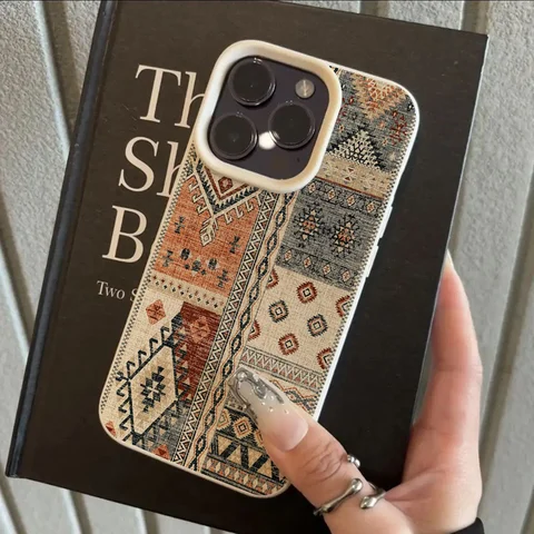 Винтажный чехол для телефона с этническим узором в виде коврика для iPhone 17, 16, 15, 14 Plus, 13, 12, 11 Pro Max, мягкий защитный противоударный чехол в стиле ретро