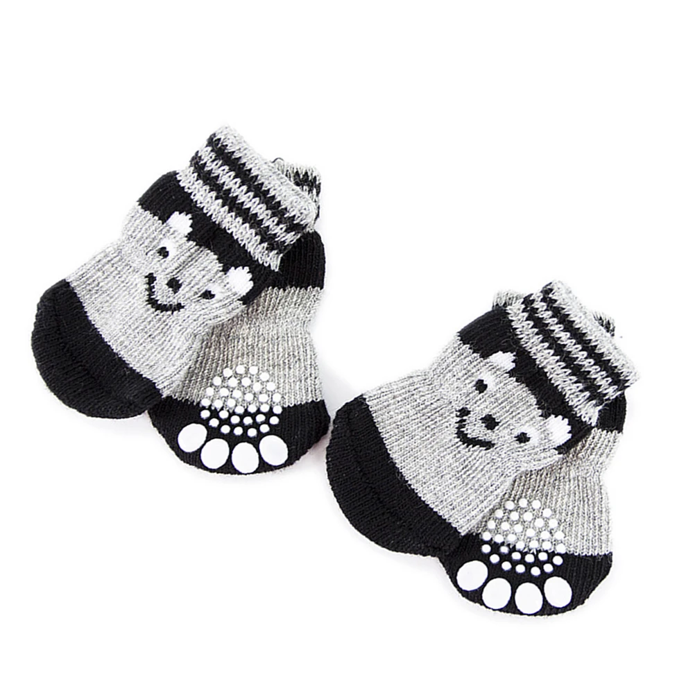 

4pcs Dog Cat Non-Slip Cotton Cartoon Print Xl Size Safe Anti-Slip Snow Cold Protection Paws Clean Easy Carry Climb Friendly For