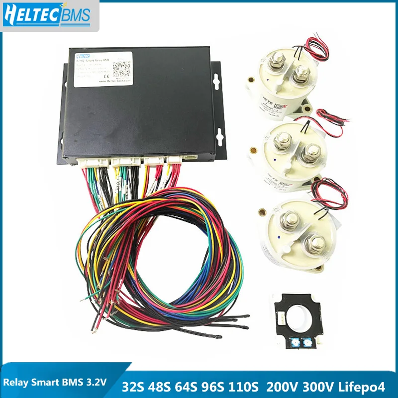 Heltec Relay Smart BMS 64S 96S 110S  200V 300V Hight Voltage BMS Energy Storage System CAN RS485 for 3.2V Lifepo4 Battery Pack