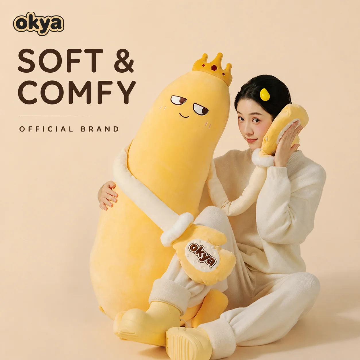 New Okya Mango King Sleeping Plush Patting Hugging Pillow Soothing Doll Squishy Tapping Tool Home Decoration Pillow