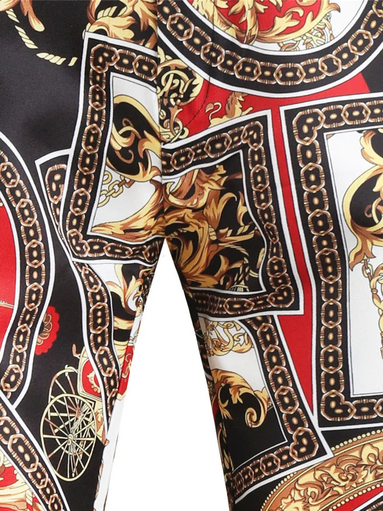 Men's Slim Fit Printed Trousers Casual Long Pants mid Waist Youthful Sle Versatile Ocns Non-Brand Summer Leisure Wear