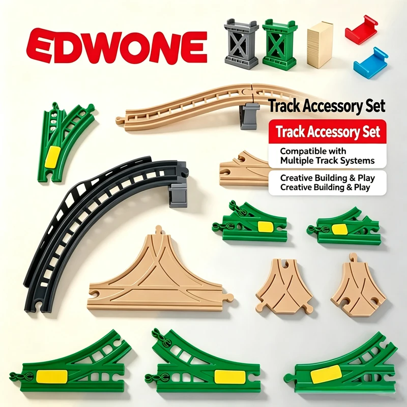 Wooden Train Track Accessories All Kinds Plastic Fork Split Track Connectors Compatible with All Wooden Railway Tracks Toys