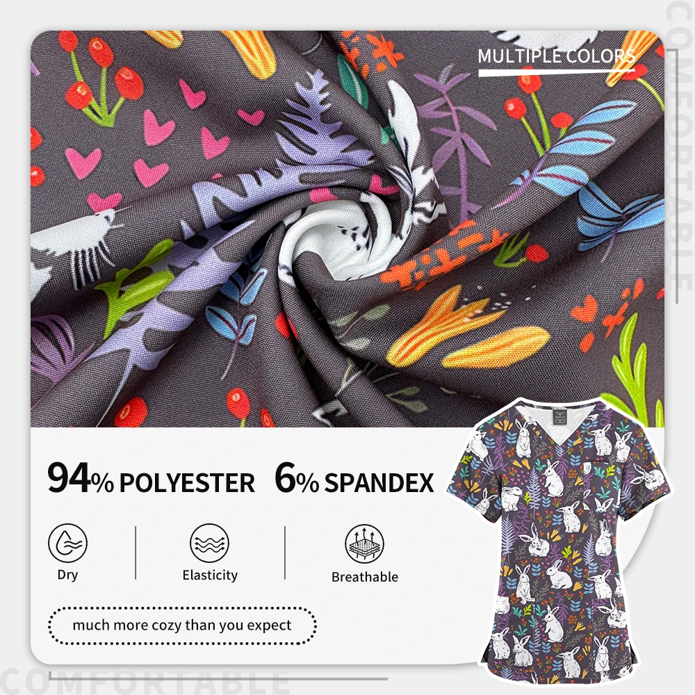 Medische Verpleegster Arts Scrub Set Polyester Spandex Uniformen Sets Vrouwen Cartoon Afdrukken Verpleging Scrub Top Broek Set Heren Werkkleding
