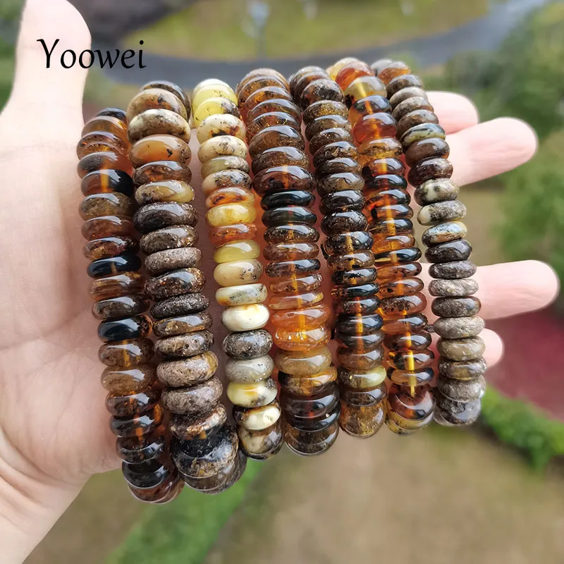 11g Baltic Plant Amber Bracelet for Women Gift Unique Handmade Irregular Green Beads New Natural Stone Jewelry Factory Wholesale