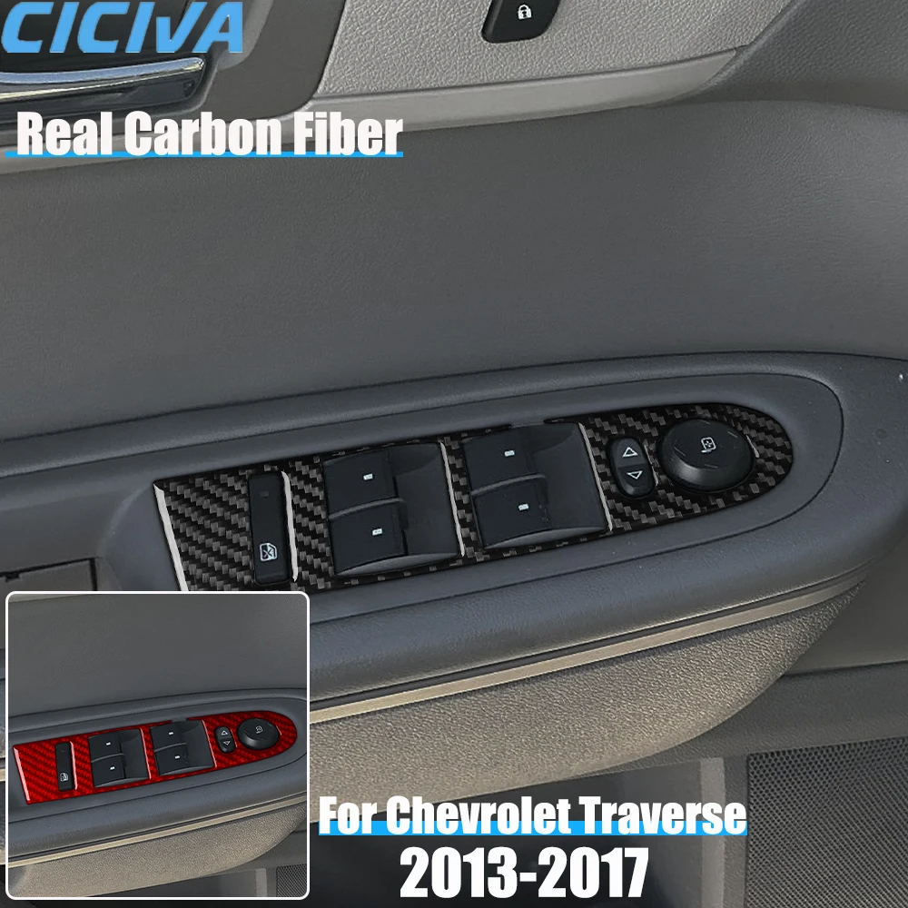 

Real Carbon Fiber Car Accessories Driver Window Lifting Panel Cover Soft Sticker For Chevrolet Traverse 2013 2014 2015 2016 2017