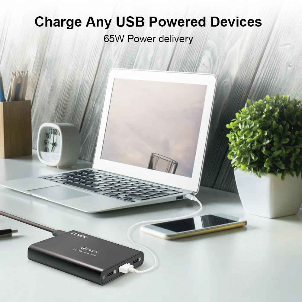 

For Samsung Fast Charging Type-c USB-C Charger 65W Laptop Adapter for Samsung Note 10/Note 8/S10 PD Charger 1QC3.0+2Type-c 5-20V