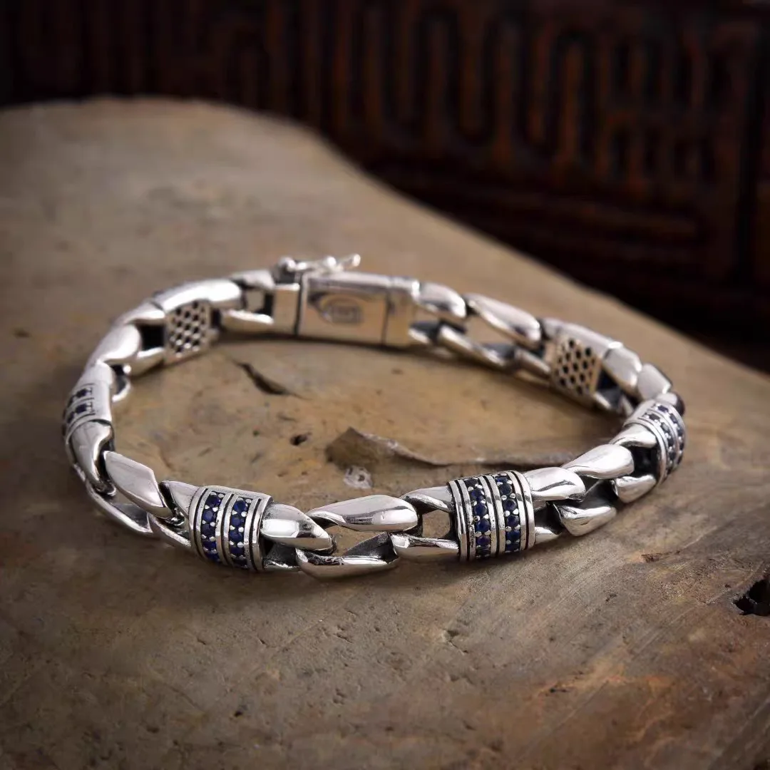 

Настоящее твердое серебро 925 пробы с кубическим цирконием, браслет-цепочка, модный браслет в стиле хип-хоп, подарок унисекс 17/18/19/20/21/22/23 см