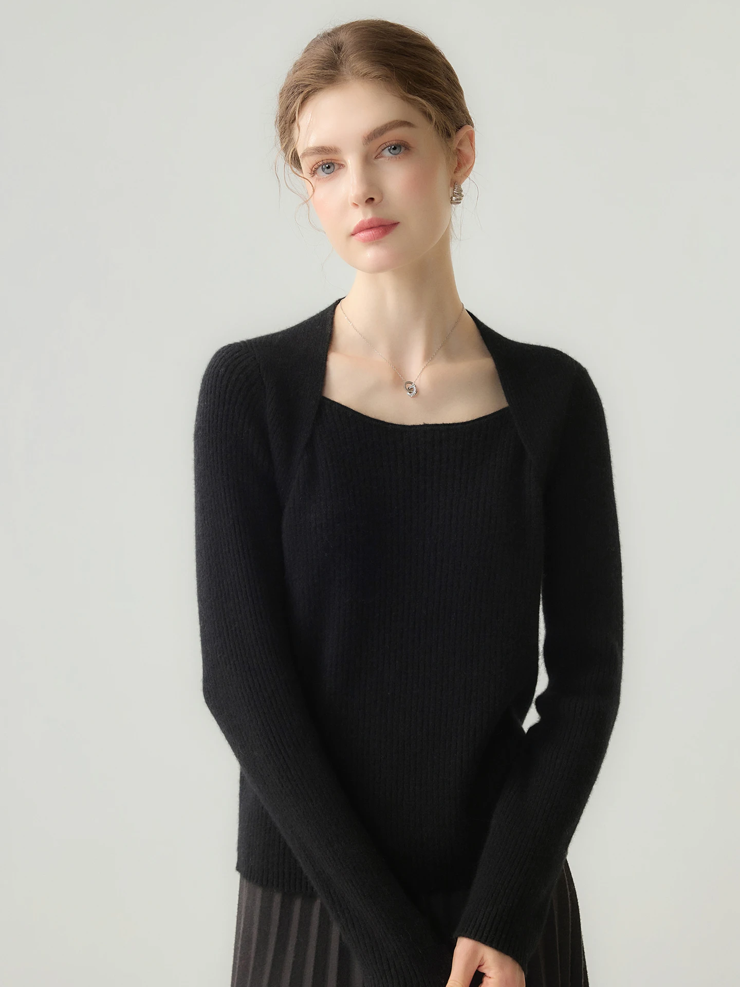 Elegant 100% Pure Cashmere Women Sweater Autumn Winter Knitwear Solid Pullover Long Sleeve Clothing Top Lady Light Luxury Jumper