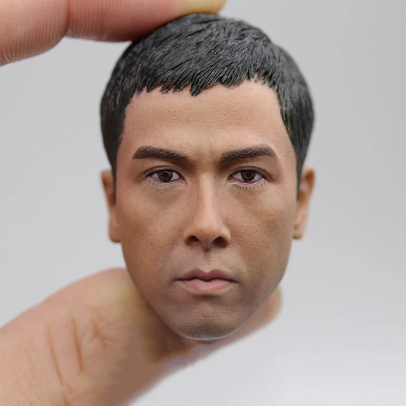 1/6 Kung Fu Star Yip Man Donnie Yen Head Sculpt PVC Male Soldier Head Carving Model Fit 12'' Action Figure Body Dolls