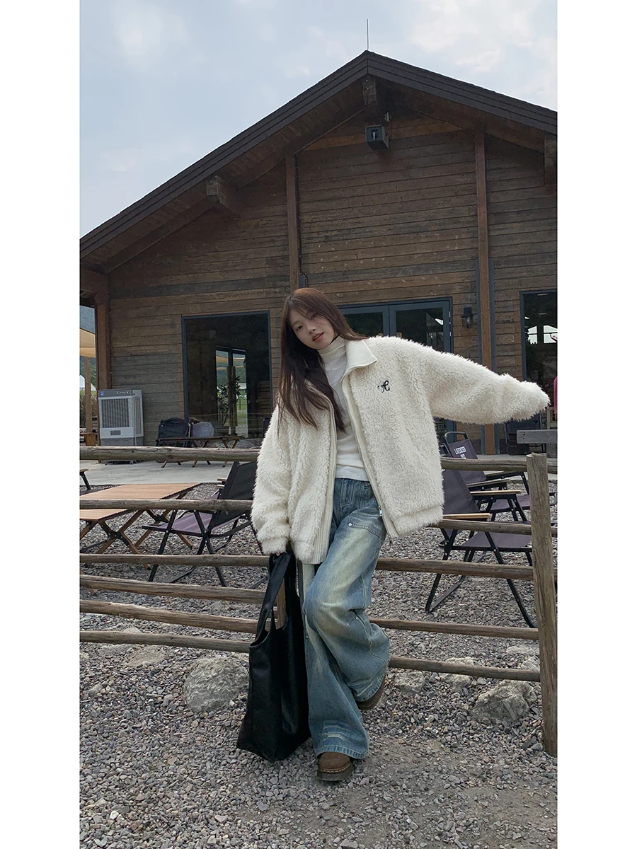 معطف نسائي فاخر من الفرو بتصميم كوري جديد لخريف وشتاء 2023، معطف قطني كاجوال بأسلوب راقٍ #5