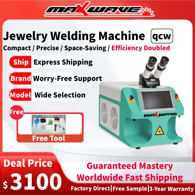 QCW Laser Machine for Jewelry Stone Setting, Desktop Welder to Fix Prong & Bead with High Accuracy