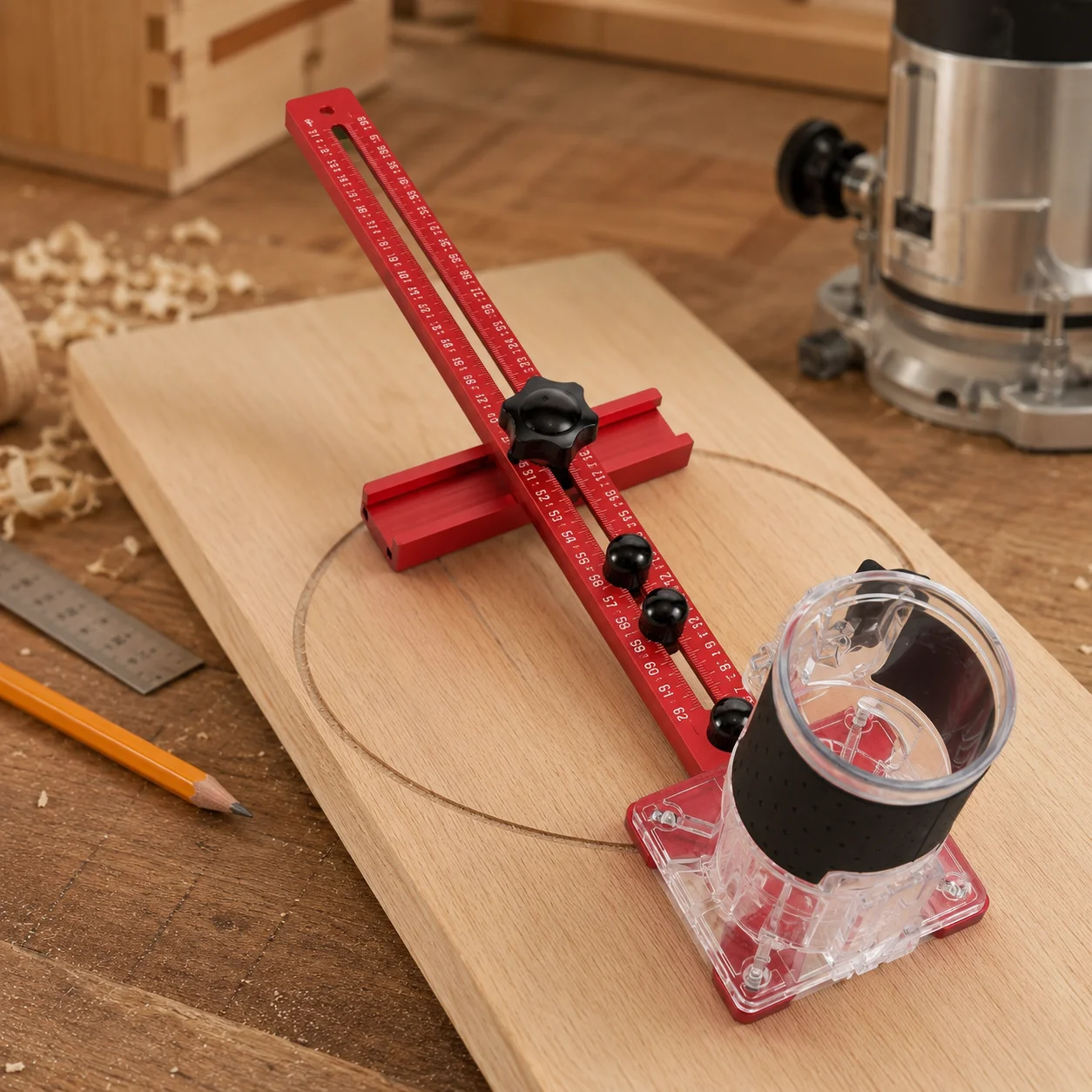 4 in 1 Router Milling Groove Bracket-Cabinet Hardware Jig Aluminum Router Circle Cutting Jig Punch-Router Milling Groove Bracket
