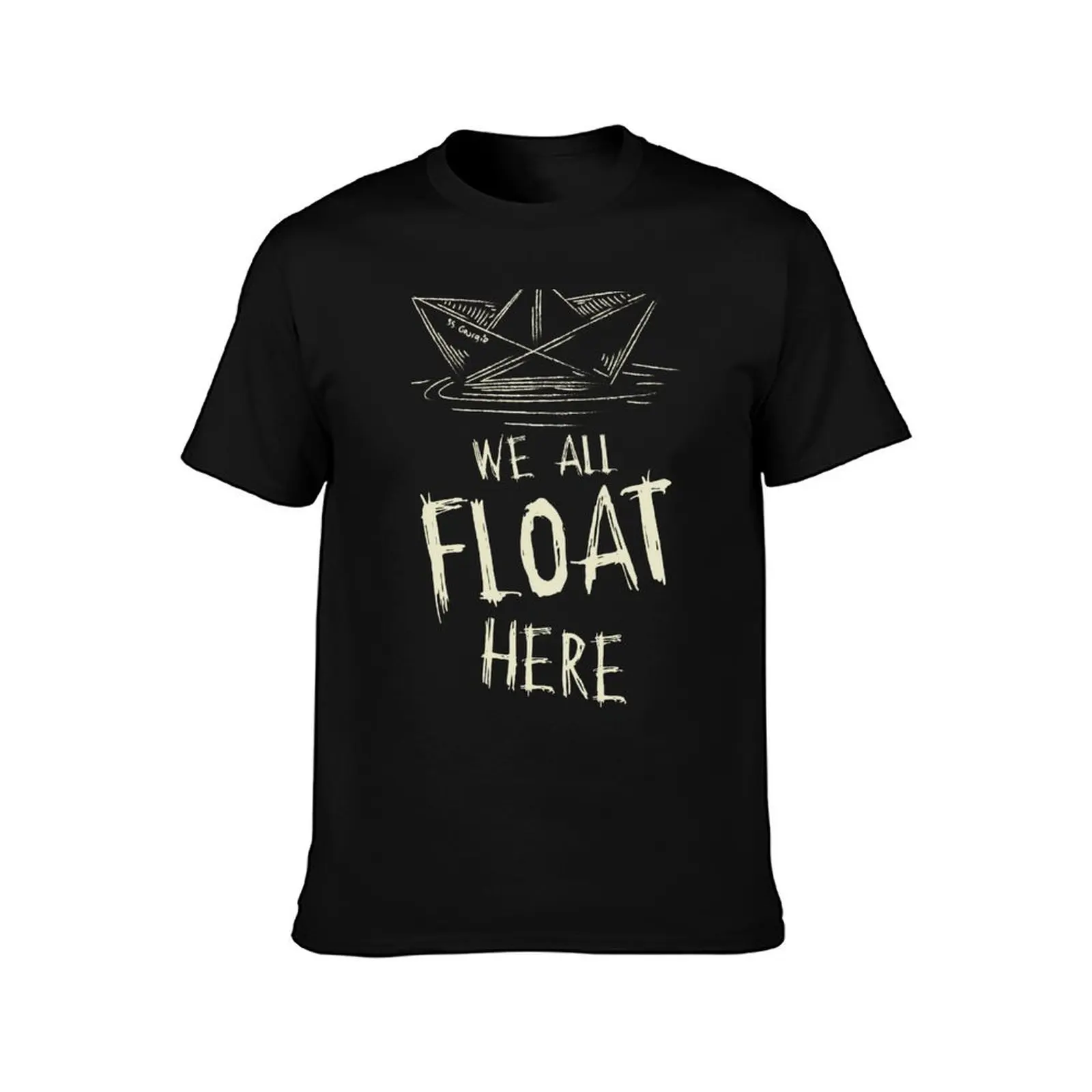 SS Georgie Paper Boat We All Float Here Quote T-Shirt Dry Fit Running Short Sleeve Top T-Shirt