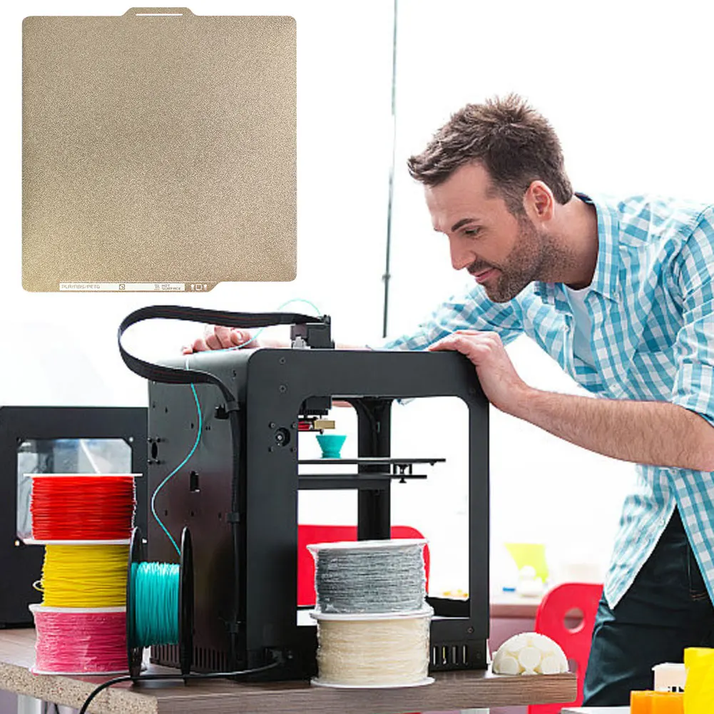 For Bambu Lab P1P/X1C PEI Bed 257x257mm 3D Printing PET Plate Texture Double Sided Spring Steel Sheet for Bamboo Lab 3D Printer