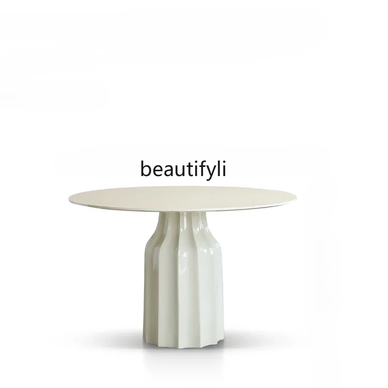 

Dining Table Light French Retro Cream Style Solid Wood round Table Dining Tables and Chairs Set