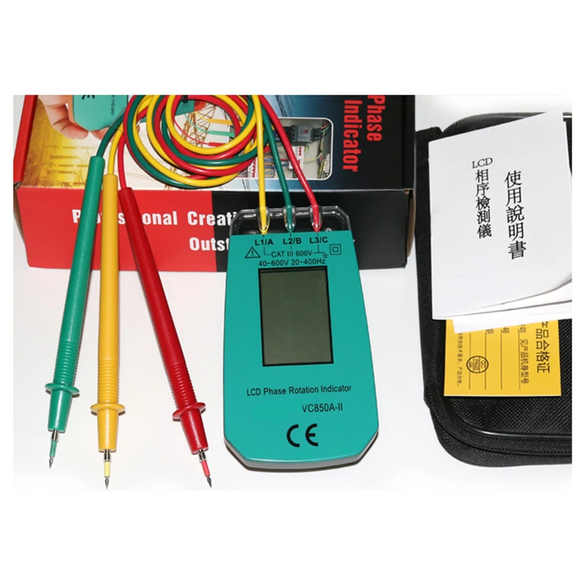 3 Phase Tester Digital Phase Indicator Detector LED Phase Sequence Meter Voltage Tester 40V-600V AC