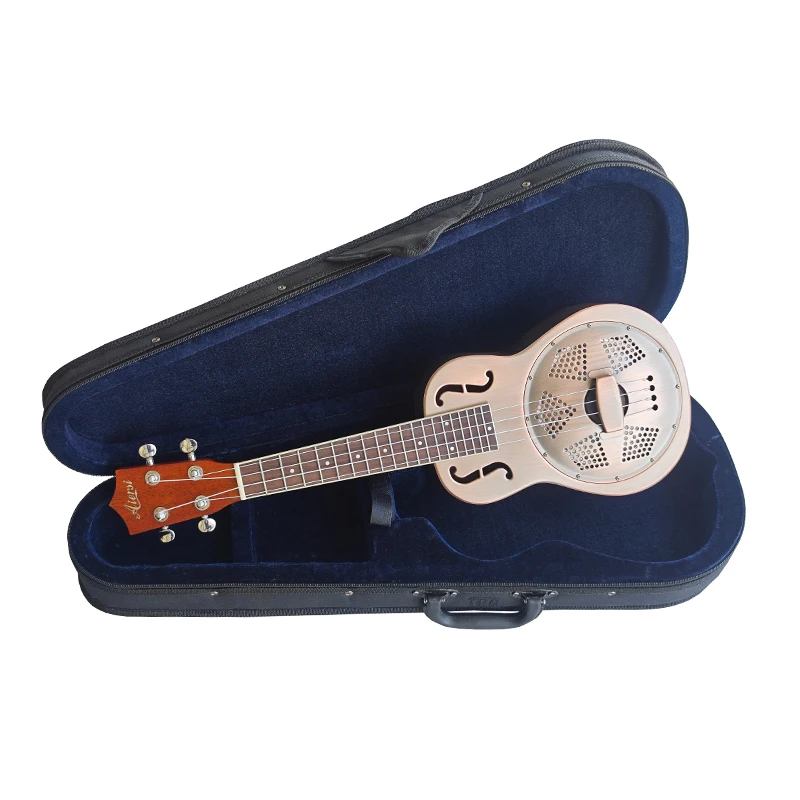 

Aiersi F Holes 24 Inch Matt Finish Red Rust Brass Body Resonator Ukulele