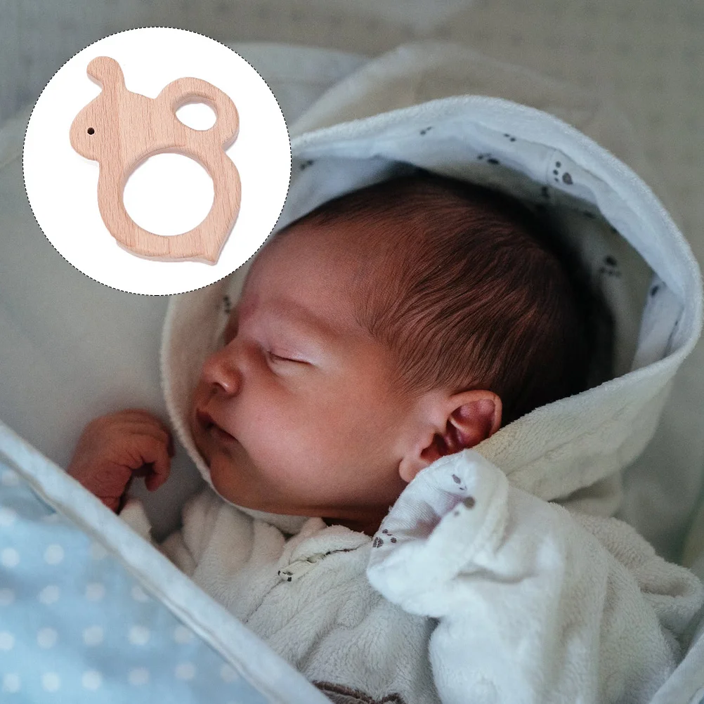 2 قطعة عضاضة خشبية على شكل نحلة، عصا تسنين للرضع، قضيب طحن من الخشب الطبيعي، عضاضة أطفال على شكل حيوانات كرتونية