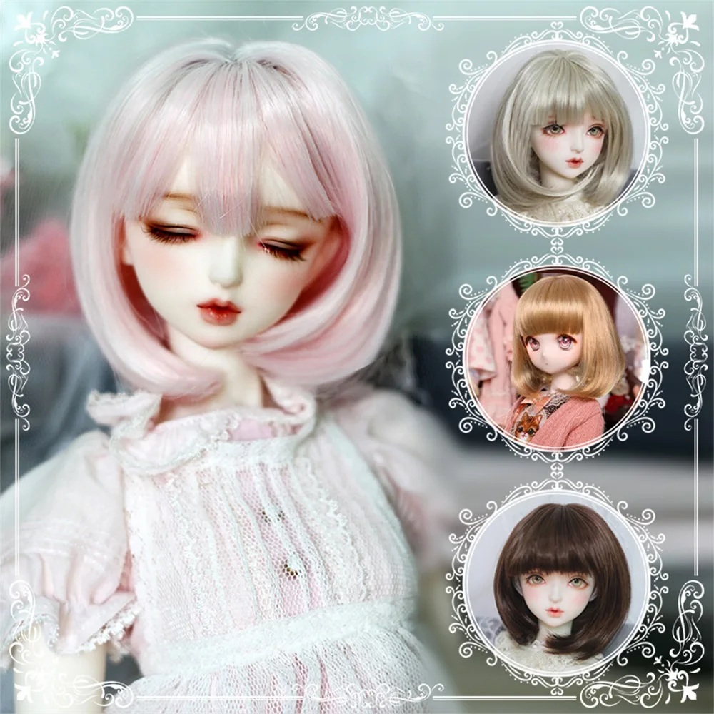 1/3 1/4 1/6 BJD Wigs Cover with Bangs 30cm 60cm Doll Bobo Short Hair Fashion Doll Wig DIY Accessories Dress Up Toys Girls Gifts