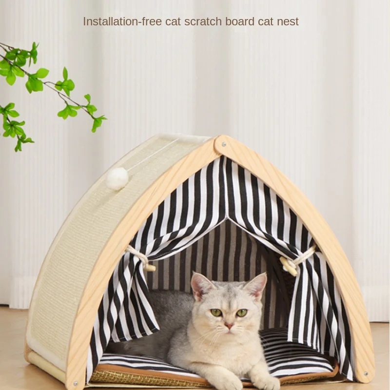 

Cat Nest Solid Wood Tent Cat Supplies Versatile for All Seasons