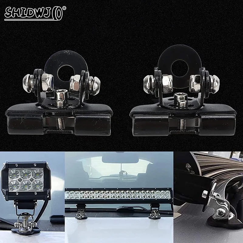 2 ชิ้นสแตนเลส Universal Car Auto Hood ไฟ LED ทํางาน Mount Bracket ผู้ถือ Clamp ฝาครอบเครื่องยนต์ Light ยึด Clamp