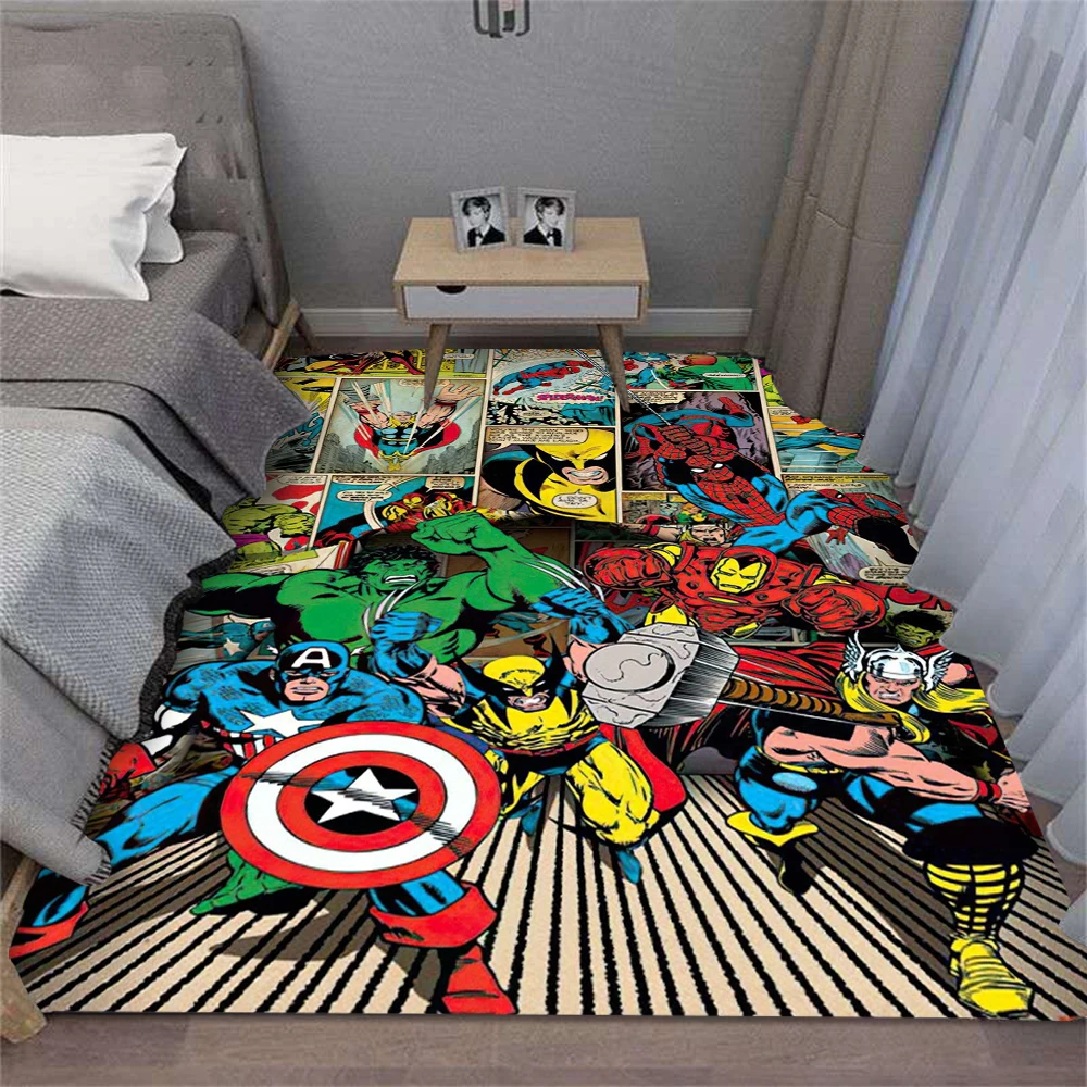 Marvel Comic Book Print Carpet Living Room Decor Rug Men Kid Bedside Nonslip Soft Mat Fan's Gift Coffee Table Mat Loung