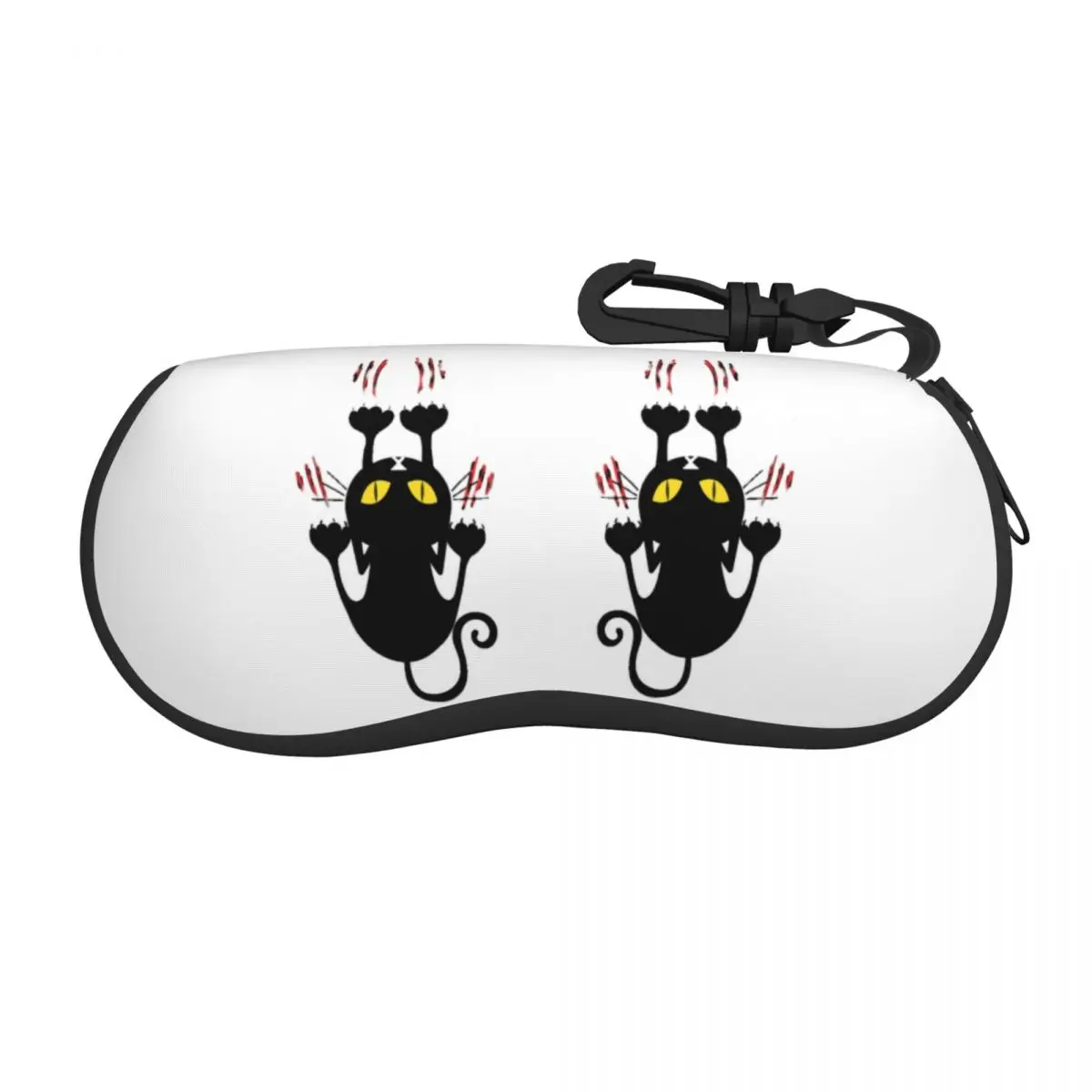 Black Cat Holding On Sunglasses Soft Case Neoprene Zipper Cartoon Kitten Animal Shell Eyeglass Case Protective Box For Glasses