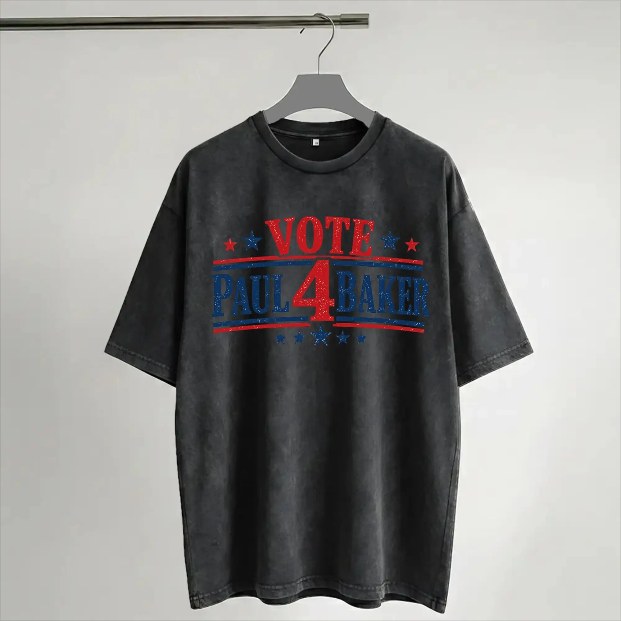 Vote 4 Paul Baker  Merch Washed T Shirts for Men Women Streetwear Hip Hop T-Shirts Summer  Tee Shirt Short Sleeve