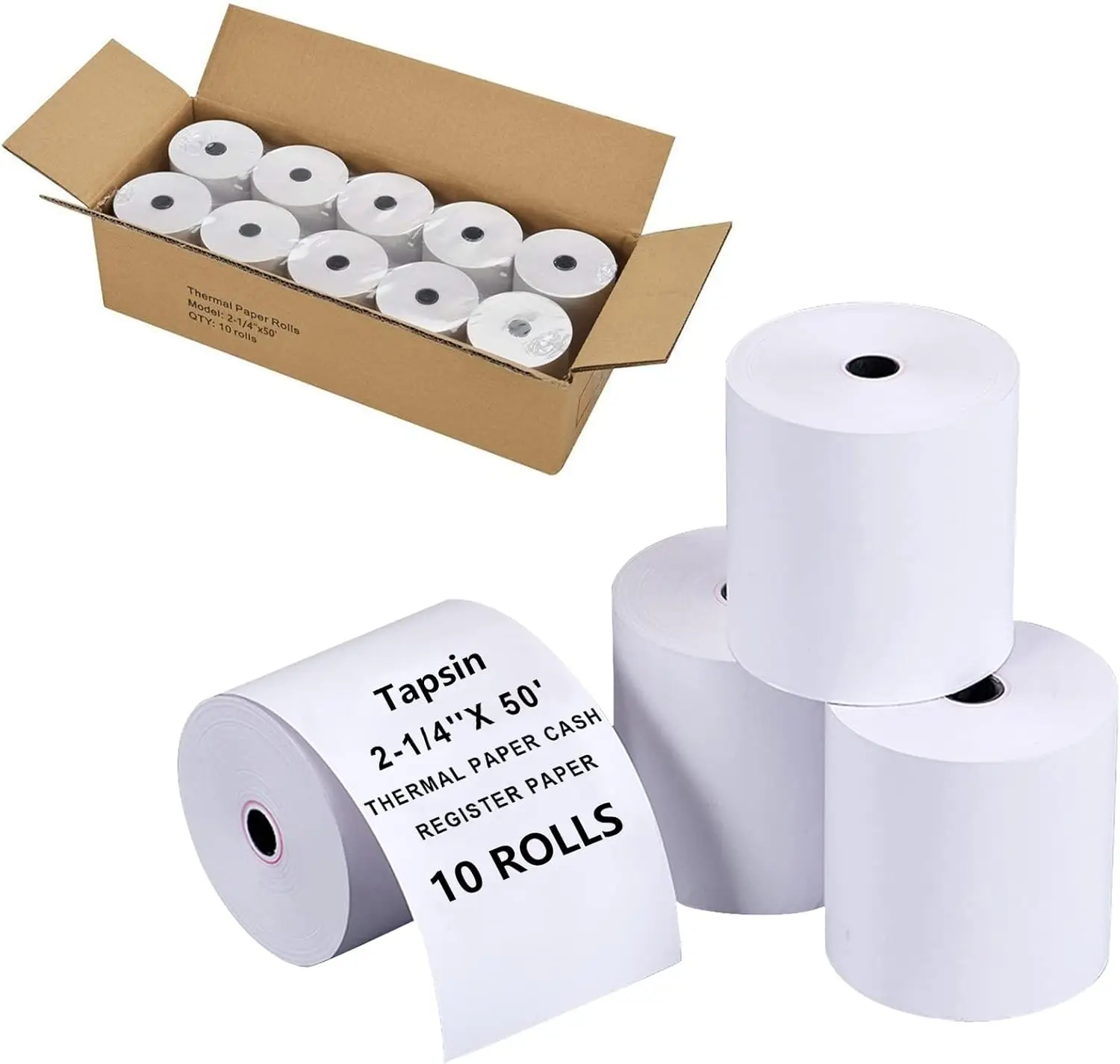 

2-1/4'' x 50' Thermal Receipt Paper, Fits 58mm POS Printers, Premium Biodegradable Quality
