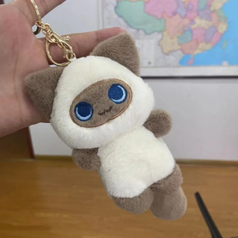 Siamese Cat Kitten Pendant Bag Decoration Siam Thailand Famous Family Pet Plush Toy Stuffed Doll Cartoon Animal Boy Girl Gift